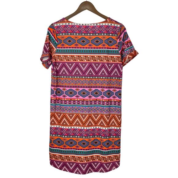 Grace & Emma | NWT Colorful Aztec Print Sequin Pocket Shift Dress - Picture 2 of 6